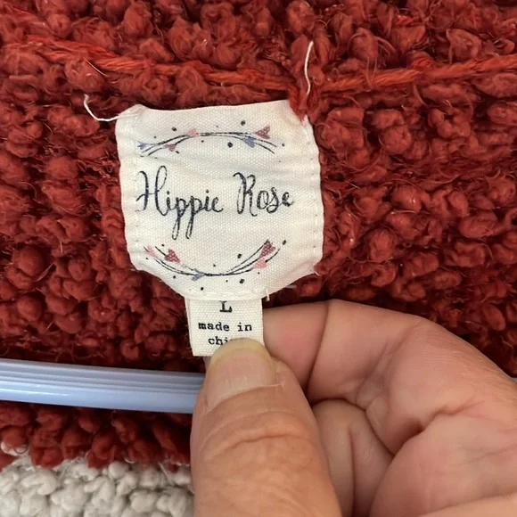 Hippie Rose Cozy Color-block Cardigan size Large Knitted sweater - Picture 3 of 5